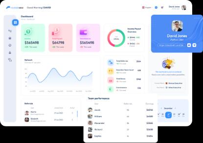 Cloud MLM Software dashboard – unified platform for compensation, genealogy, and reporting