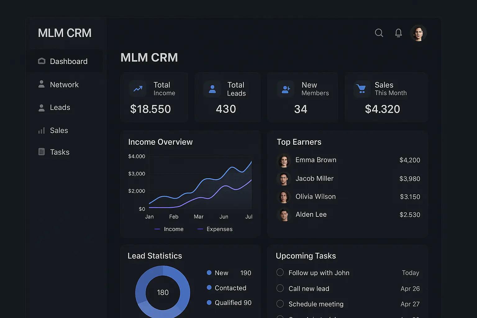 CRM MLM software preview